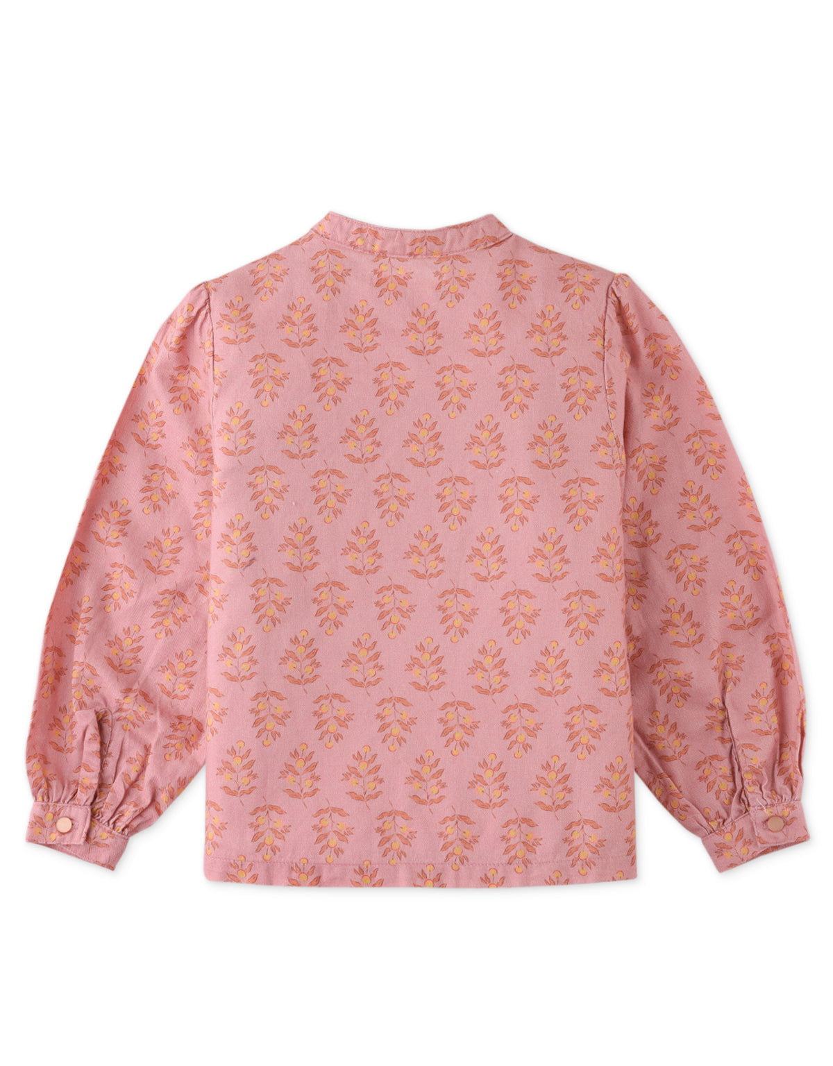 GIRLS FLORAL PRINT TOP WITH WADDED YOKE AND LUREX INSERT CORD