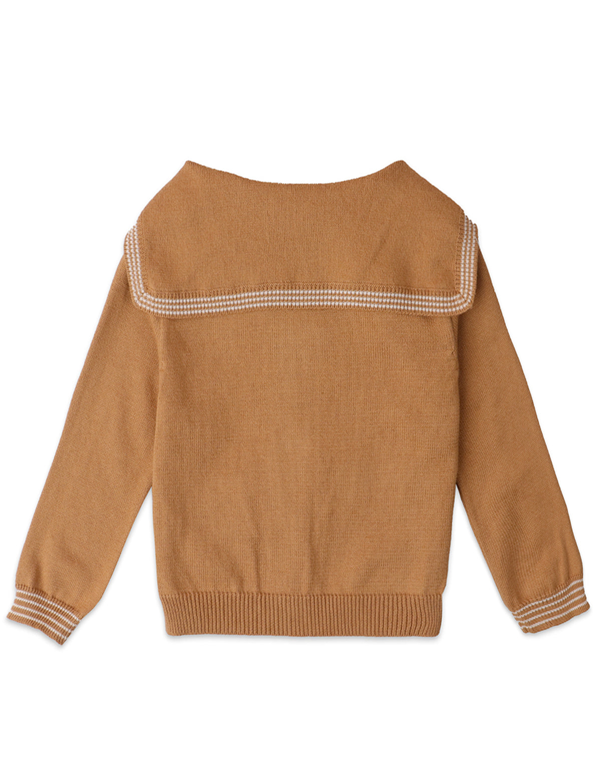 GIRLS SAILOR COLLAR CARDI WITH STRIPEY DETAILING