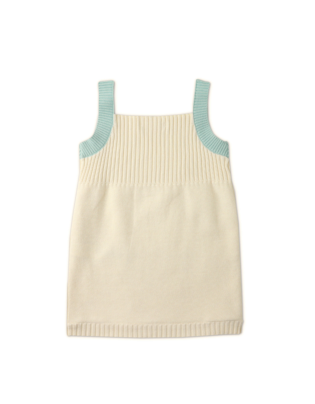 GIRLS KNITTED PINAFORE DRESS WITH CONTRAST STRAPS