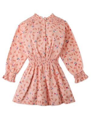 Girls Printed Soft Peached Twill Dress front view