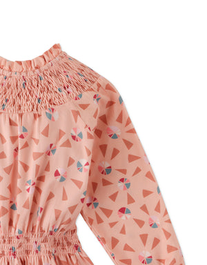 Girls Printed Soft Peached Twill Dress style detail