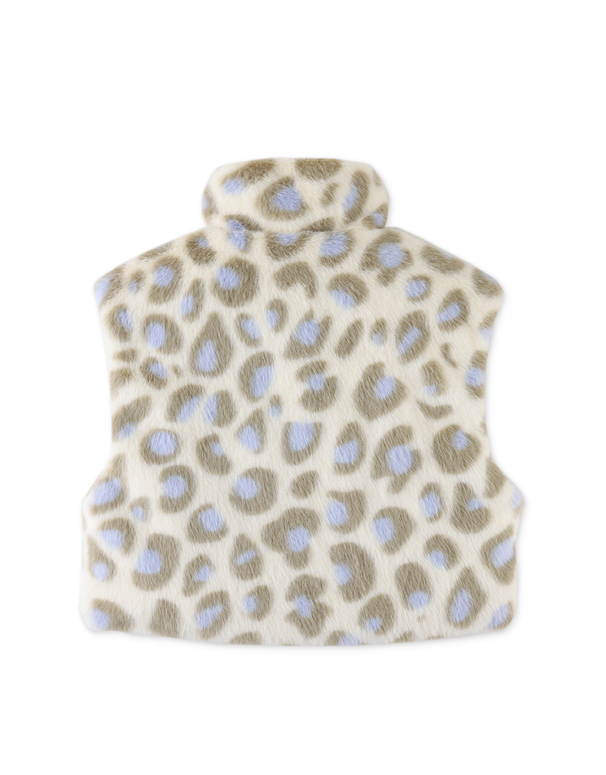 GIRLS PRINTED FUR VEST WITH WITH ZIP UP STAND COLLAR