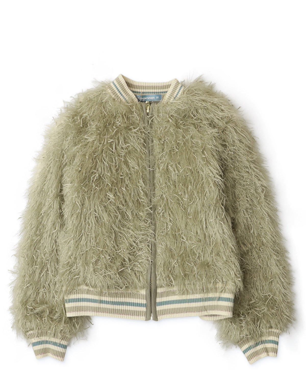 GIRLS FEATHER FUR BOMBER JACKET