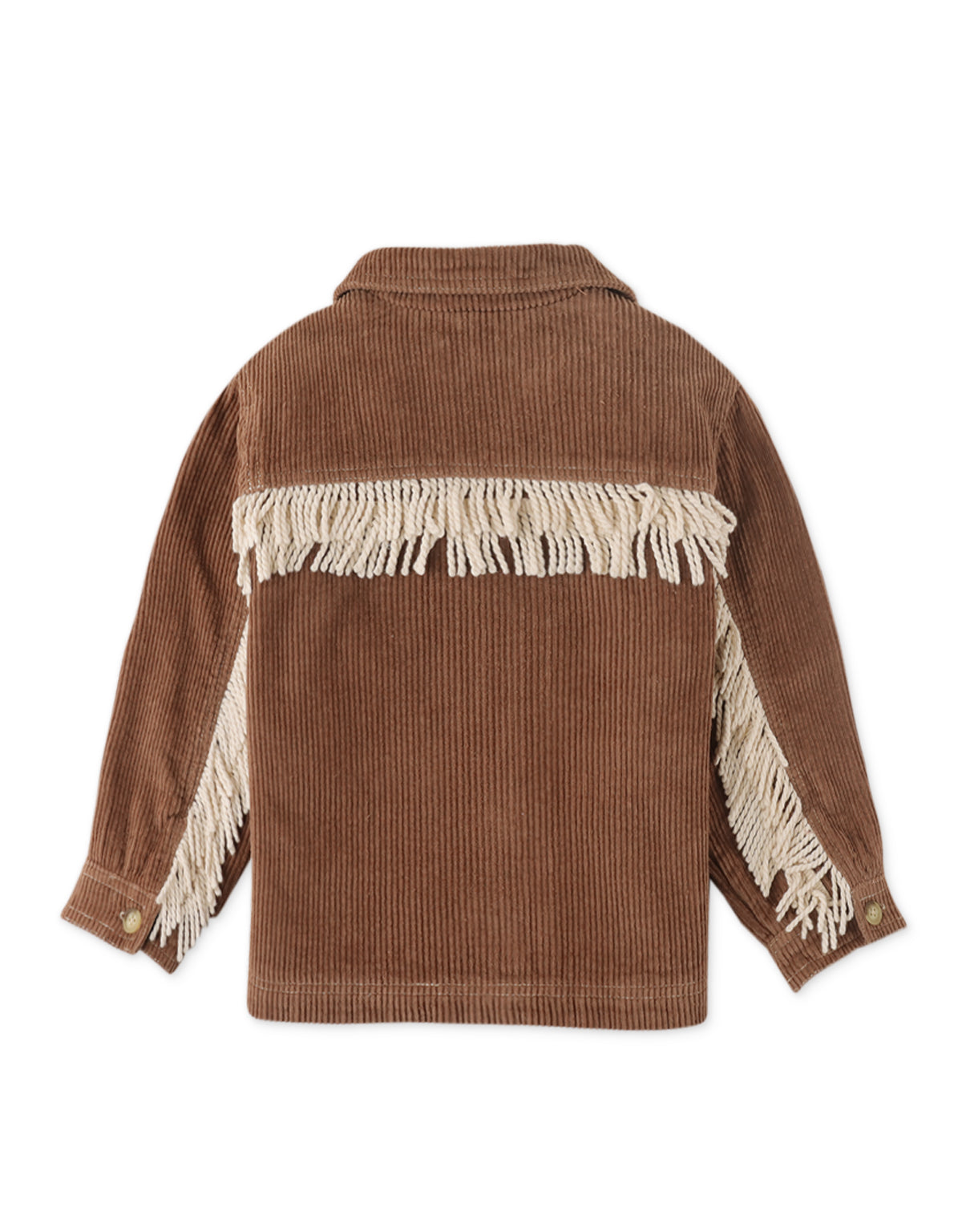 GIRLS CORD JACKET WITH COLLAR AND CONTRAST FRINGES