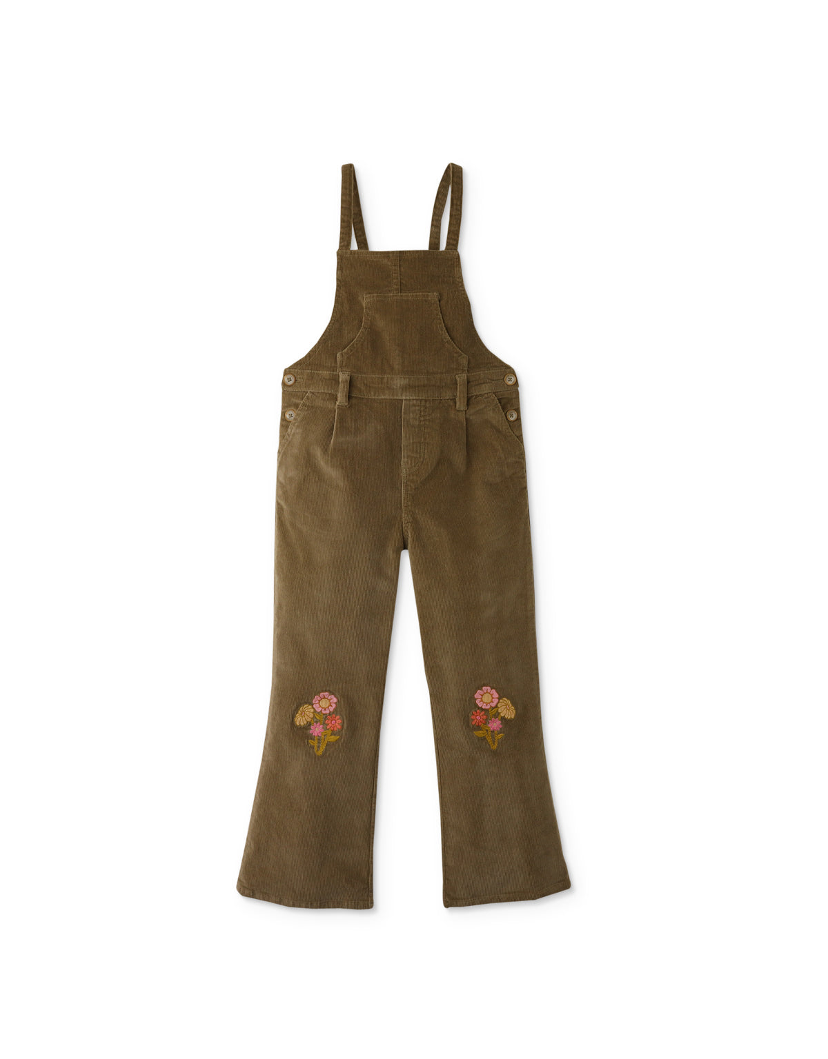 GIRLS JUMPSUIT WITH KANGAROO POCKET AND FLORAL EMBRO