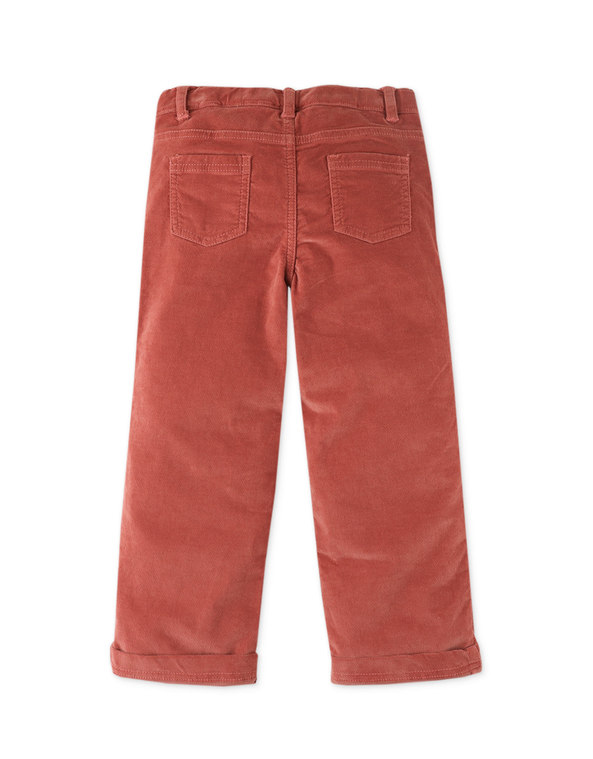 GIRLS STRAIGHT FIT WALELESS CORD PANTS WITH SIDE EMBRO