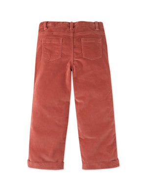 Girls Straight Fit Waleless Cord Pants With Side Embro front view