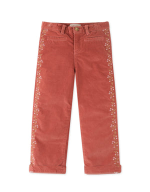 Girls Straight Fit Waleless Cord Pants With Side Embro product photo