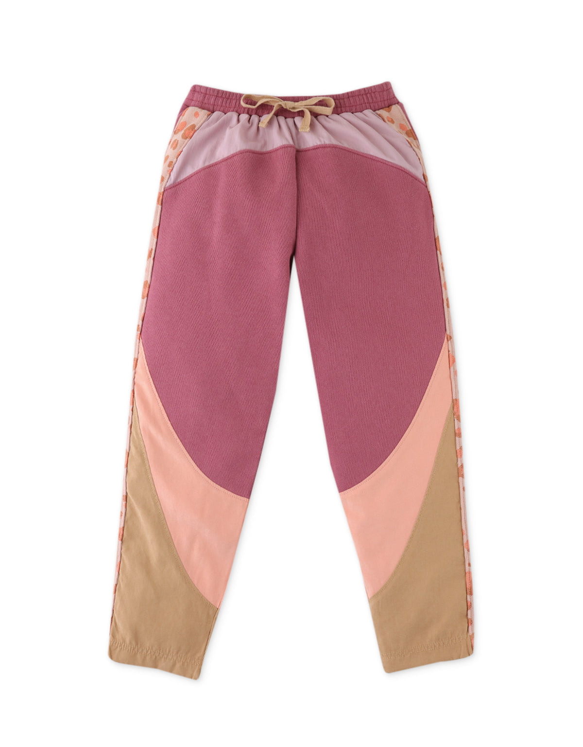 GIRLS FLEECE JOGGERS WITH MULTICOLOR CUT OUTS AND TIES