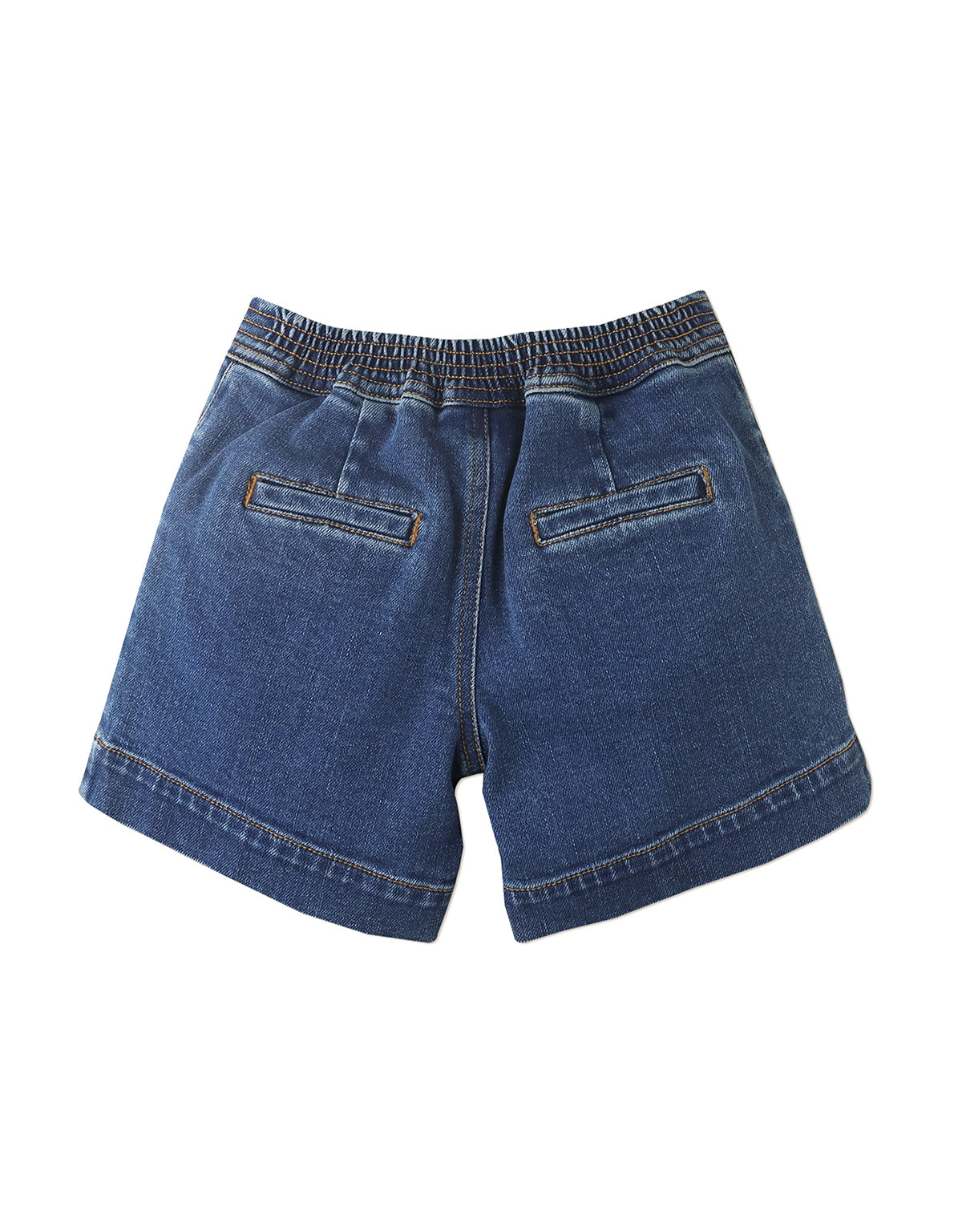 GIRLS DENIM UTILITY SHORTS WITH PATCH POCKETS AND CONTRAST TOP STITCHING