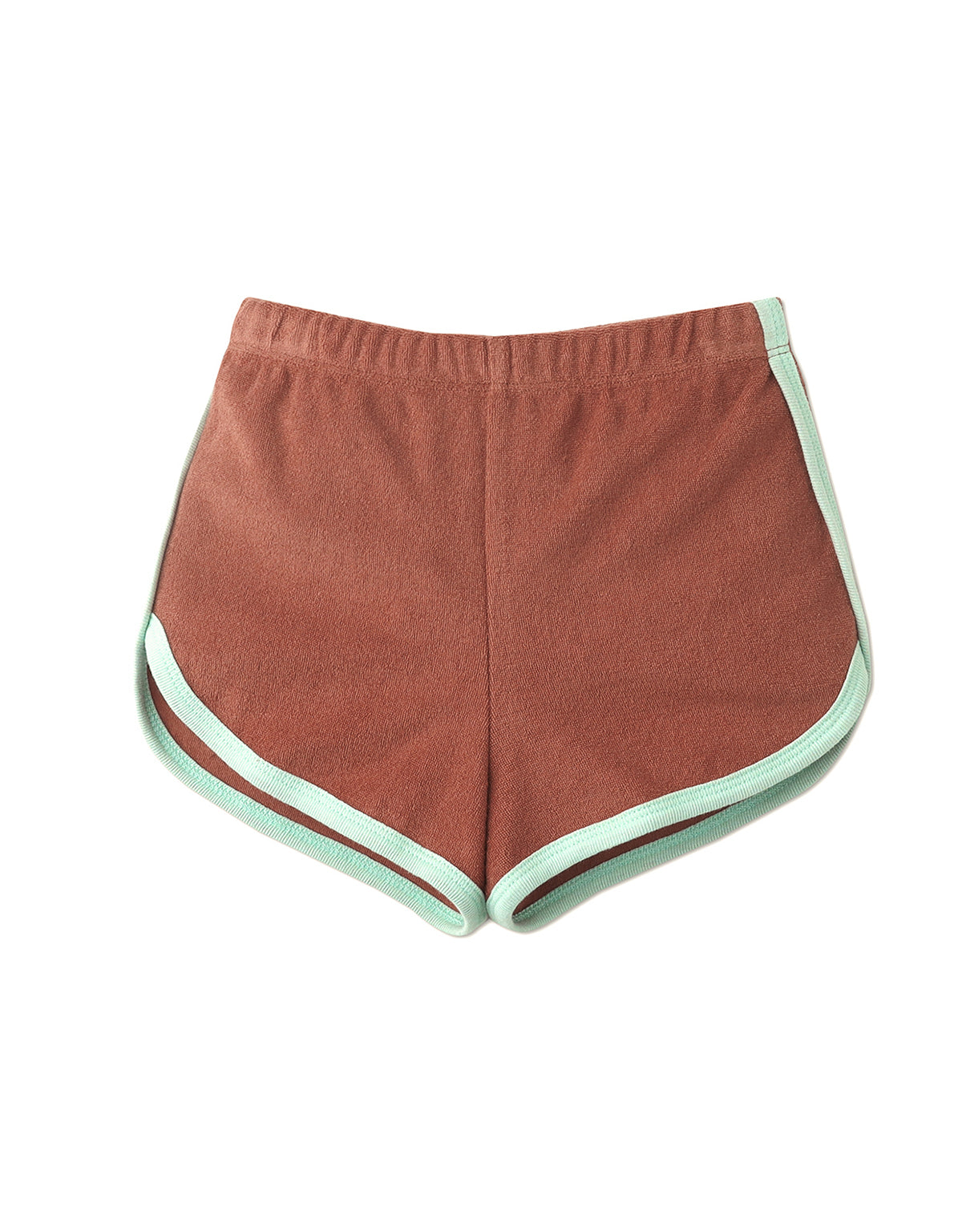 GIRLS TERRY TOWEL DOLPHIN SHORTS WITH CONTRAST BINDING