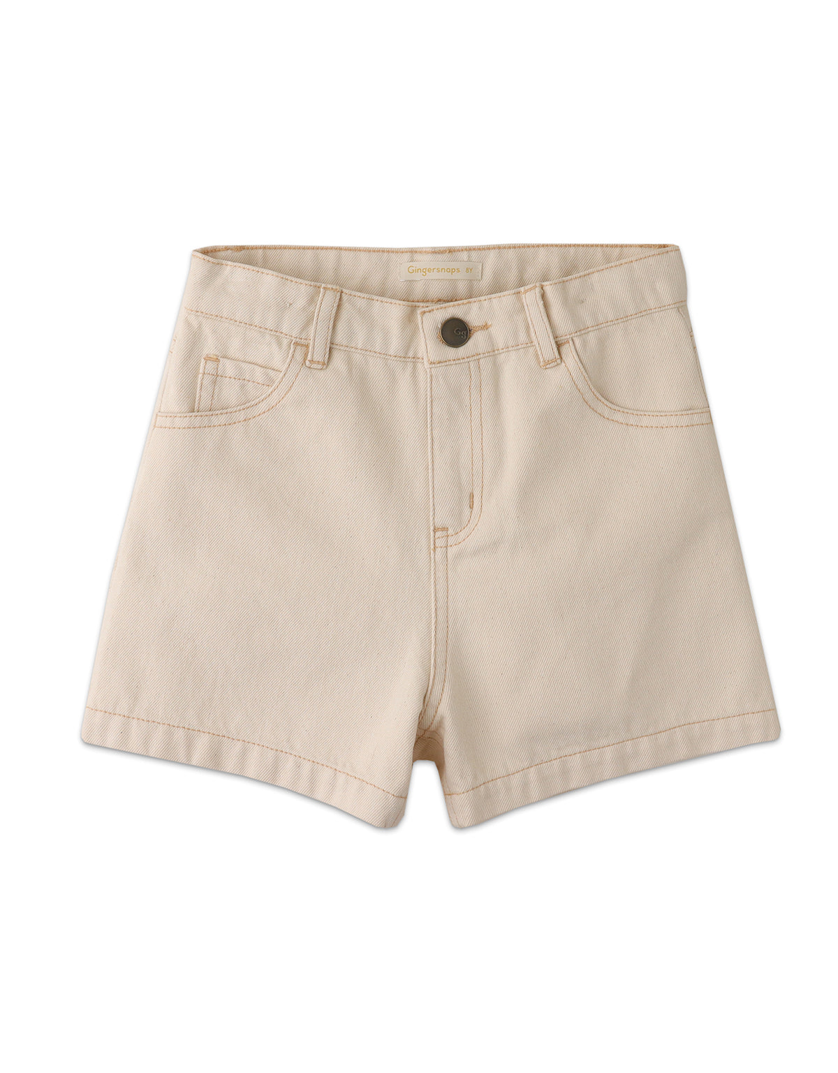 GIRLS 5-POCKET DENIM SHORTS WITH CONTRAST STITCH