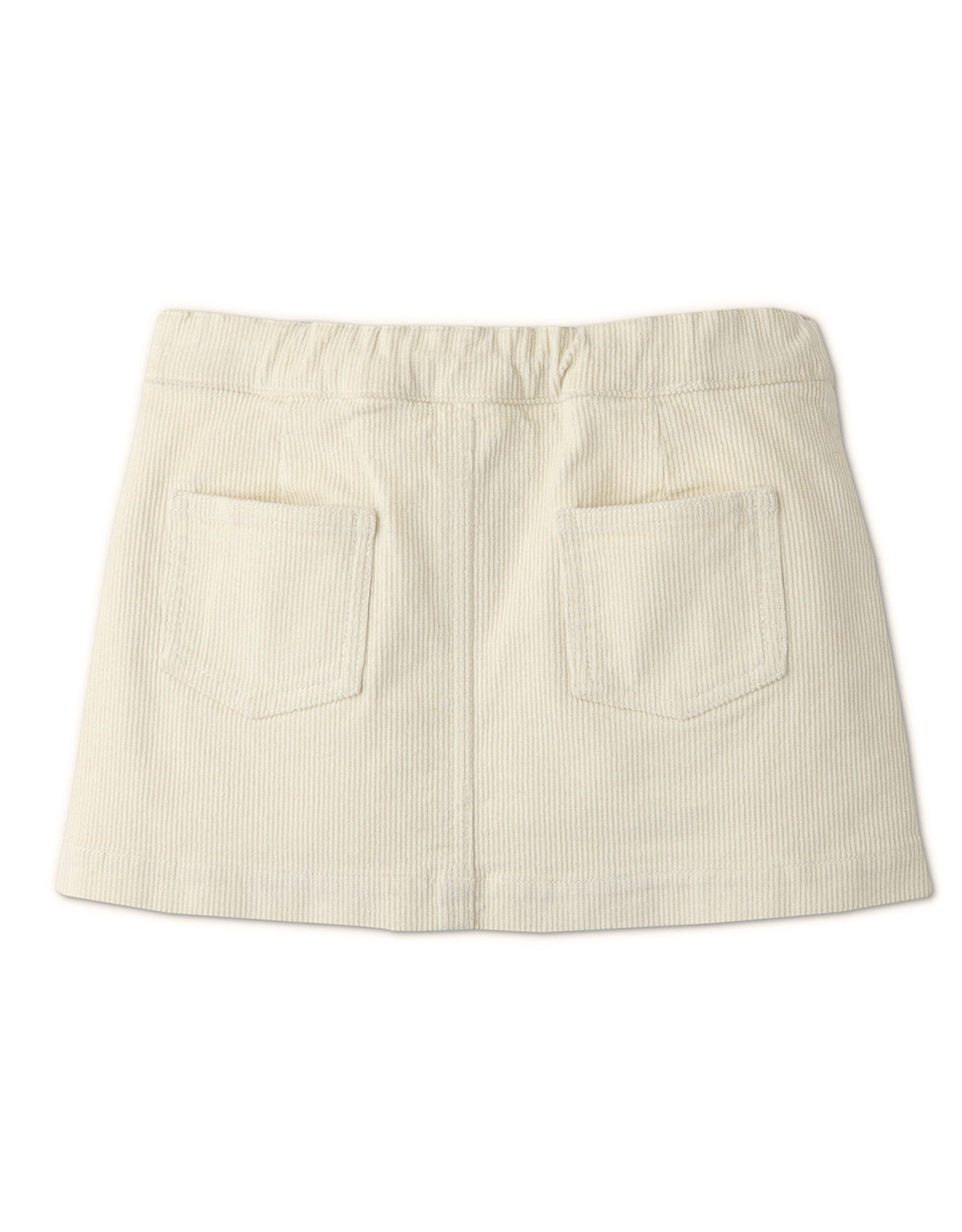 GIRLS DENIM SHORT A-LINE SKIRT WITH PATCH POCKET AND CONTRAST PIPING