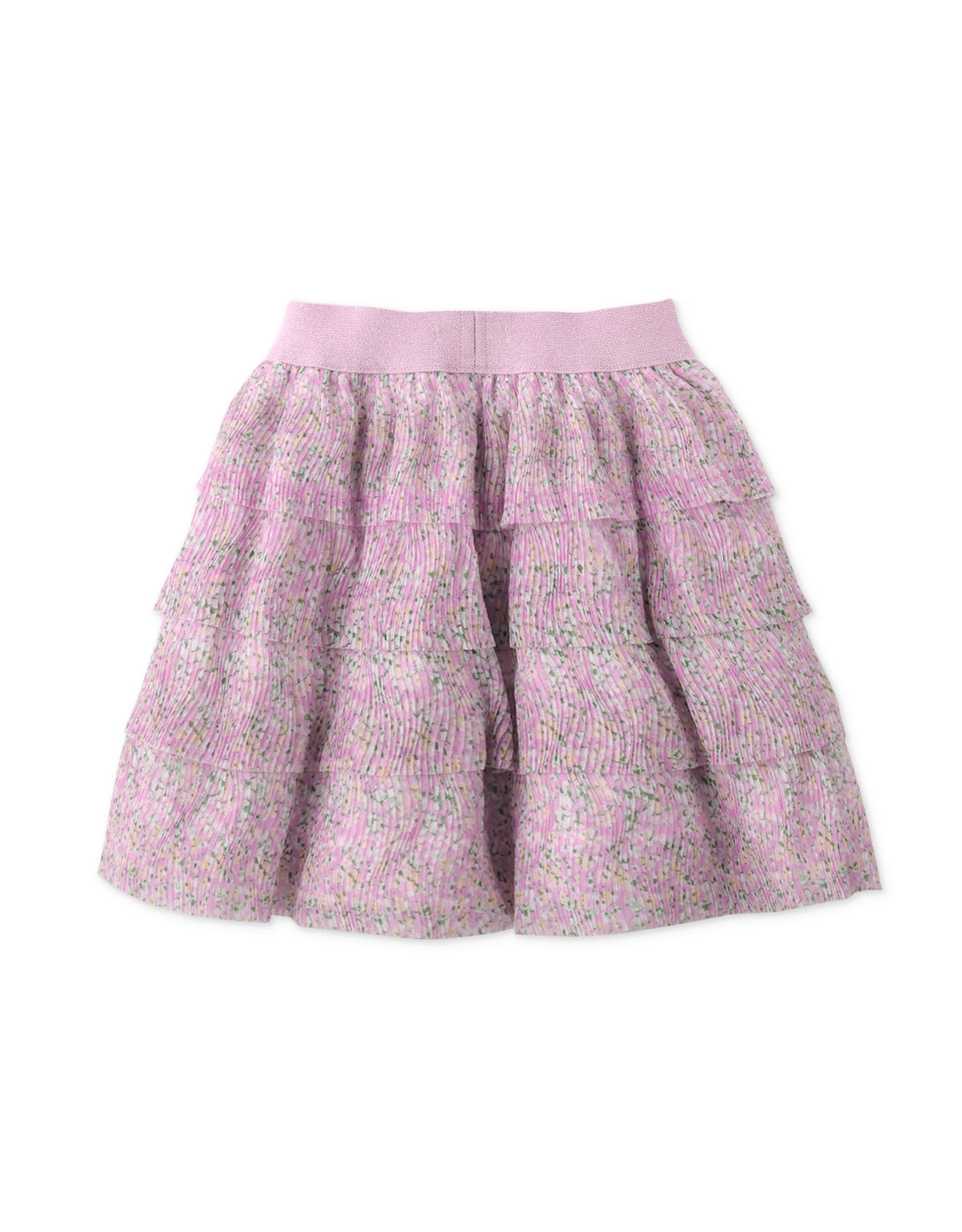 GIRLS PRINTED ELECTRIC PLEATED TIERED SKIRT