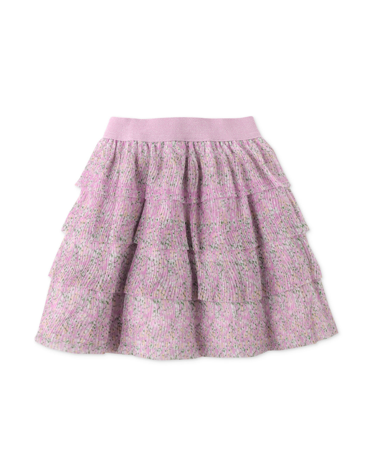 GIRLS PRINTED ELECTRIC PLEATED TIERED SKIRT
