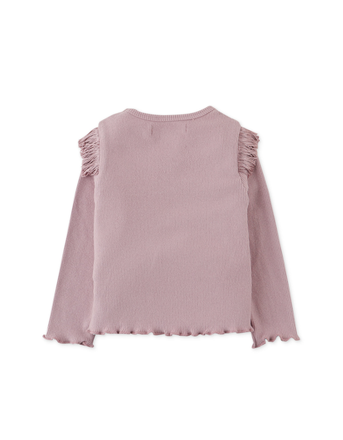 BABY GIRLS RIBBED TOP WITH FRINGE DETAILS AND LETTUCE HEM