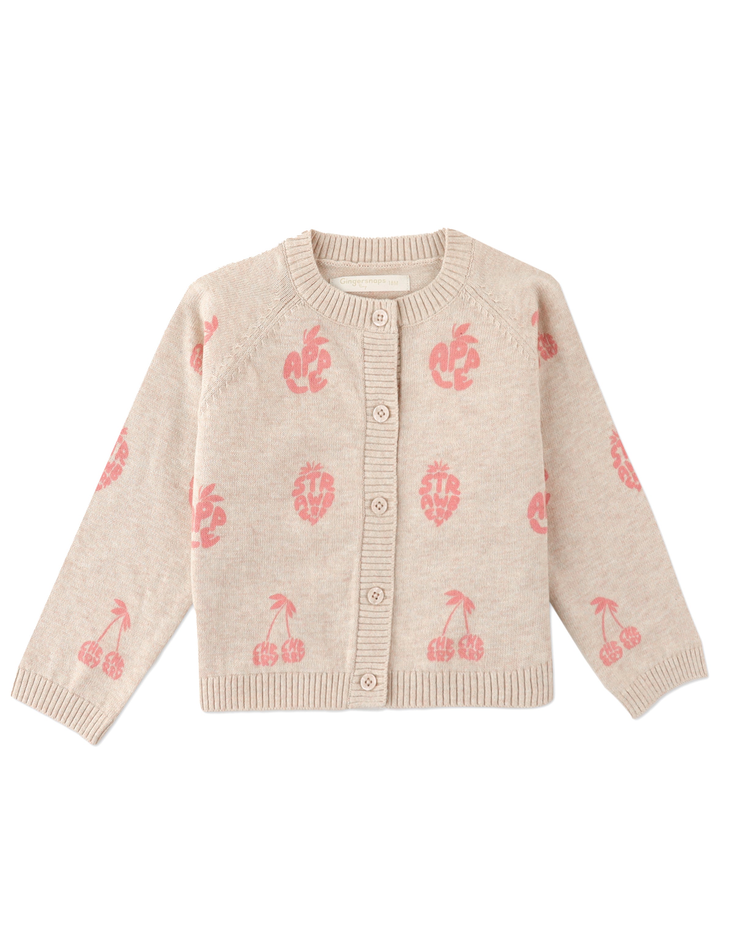 BABY GIRLS FRUIT JACQUARD RAGLAN CARDIGAN