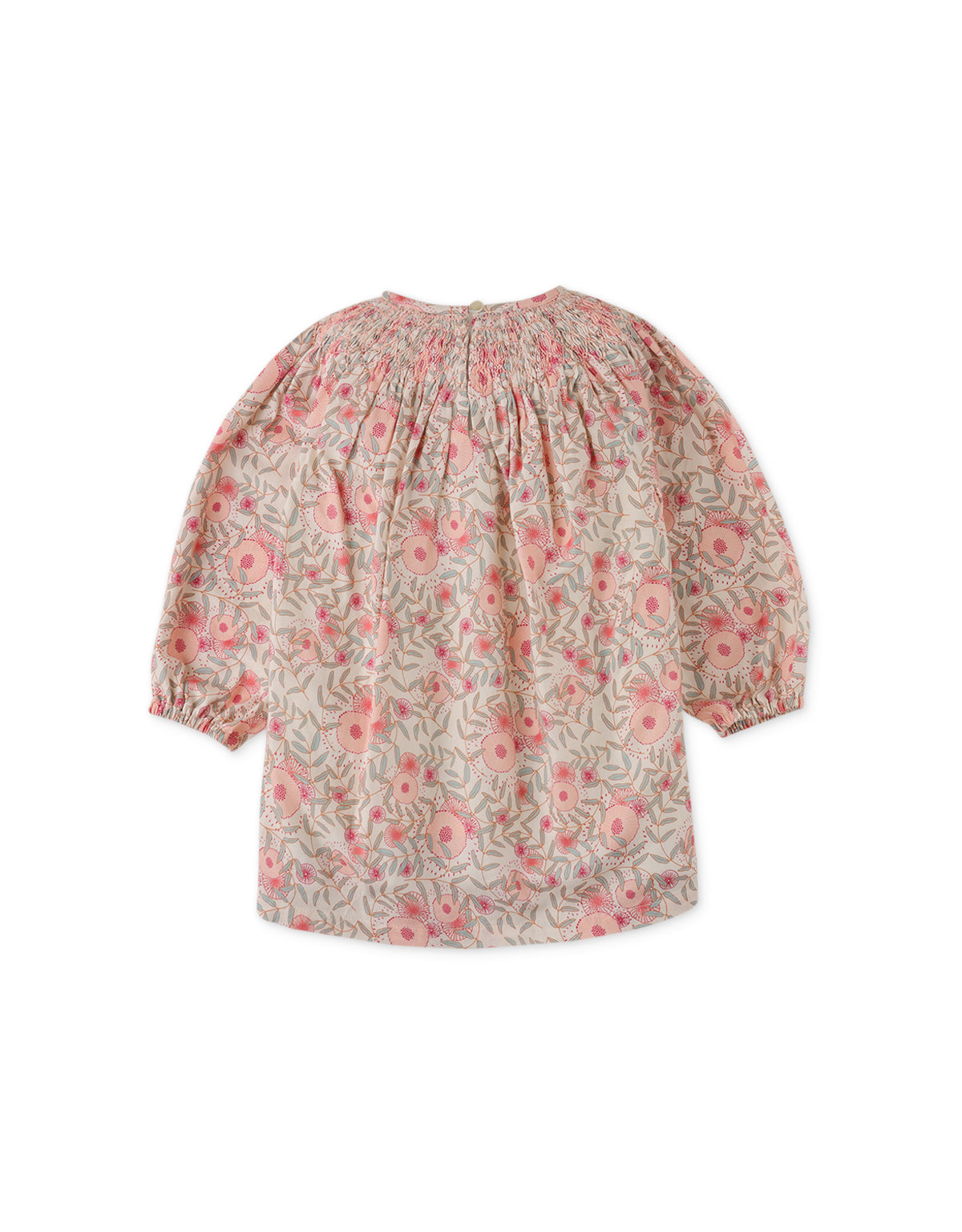 BABY GIRLS FLORAL PRINT DRESS WITH SMOCKING