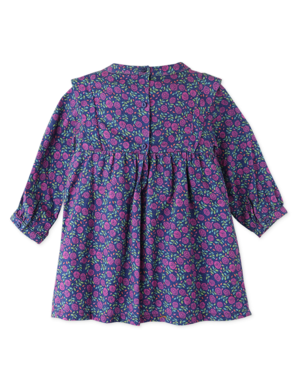 BABY GIRLS FLORAL DRESS WITH CONTRAST SMOCKING DETAILS