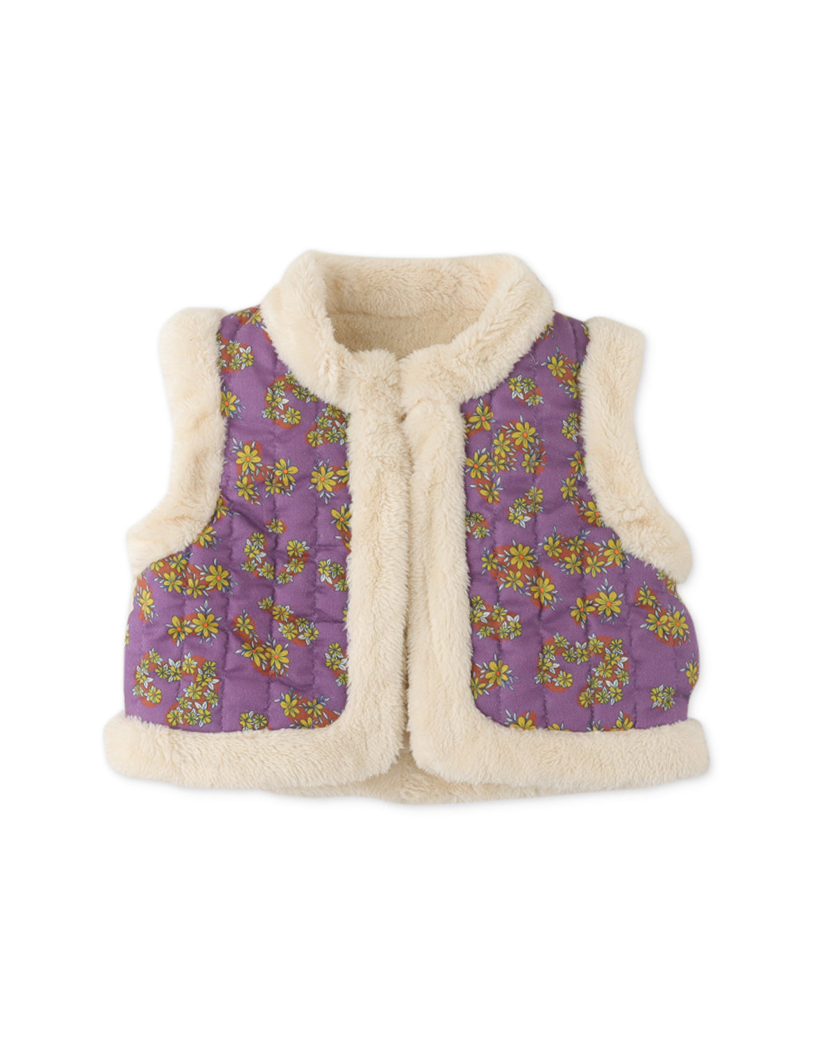 Cici Ecru Faux Fur Baby Gilet