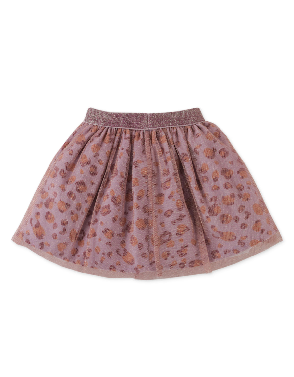 BABY GIRLS GLITTERED TULLE OVER ANIMAL PRINT SKIRT