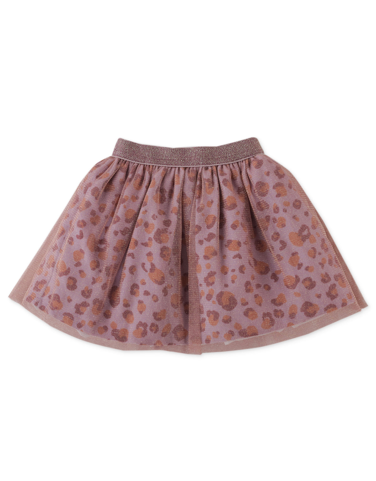 BABY GIRLS GLITTERED TULLE OVER ANIMAL PRINT SKIRT