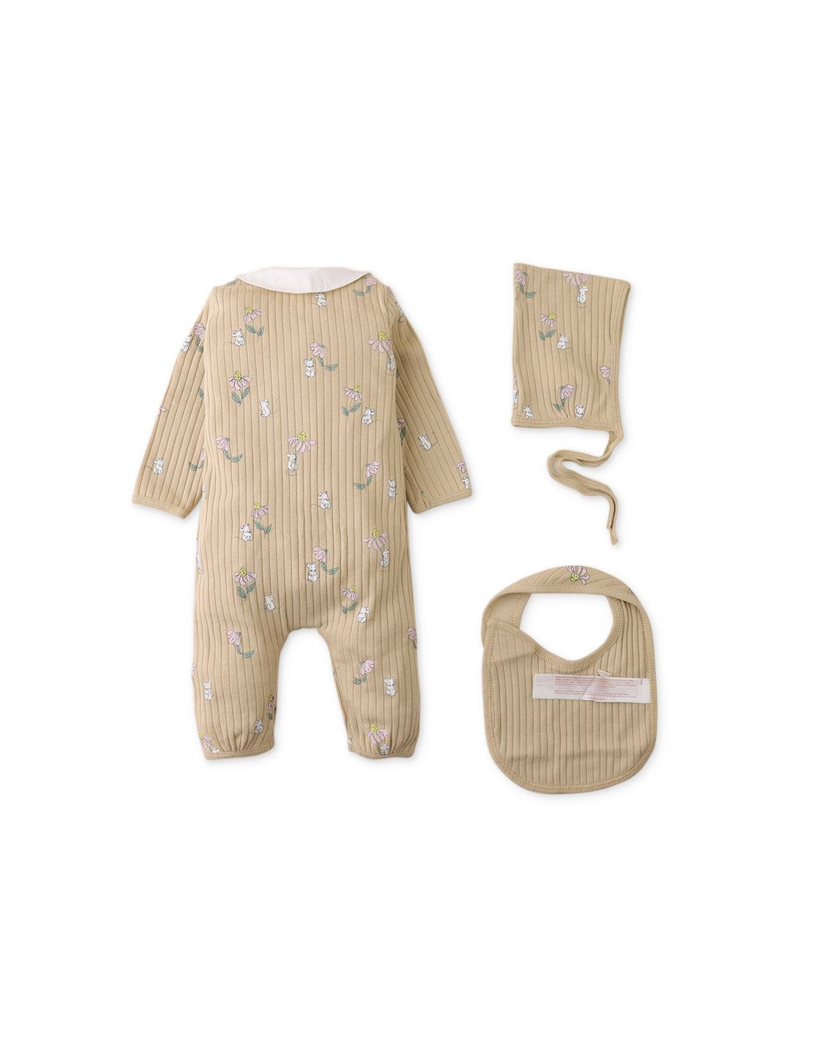 Jumpsuit Bonnet & Bib 3-Pcs Set front view
