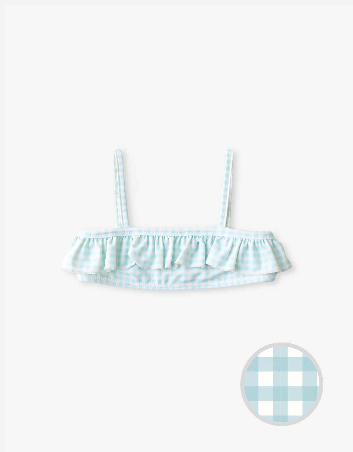 GIRLS GINGHAM RUFFLED BIKINI TOP