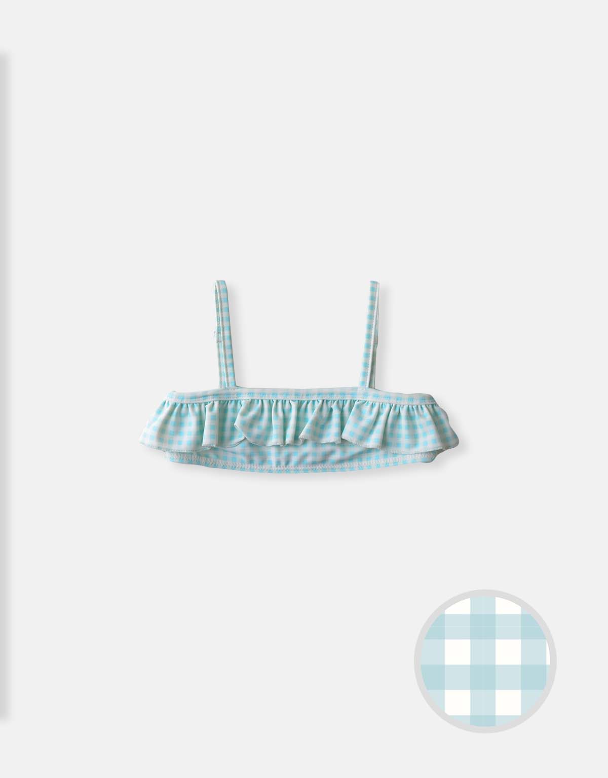BABY GIRLS GINGHAM RUFFLED BIKINI TOP
