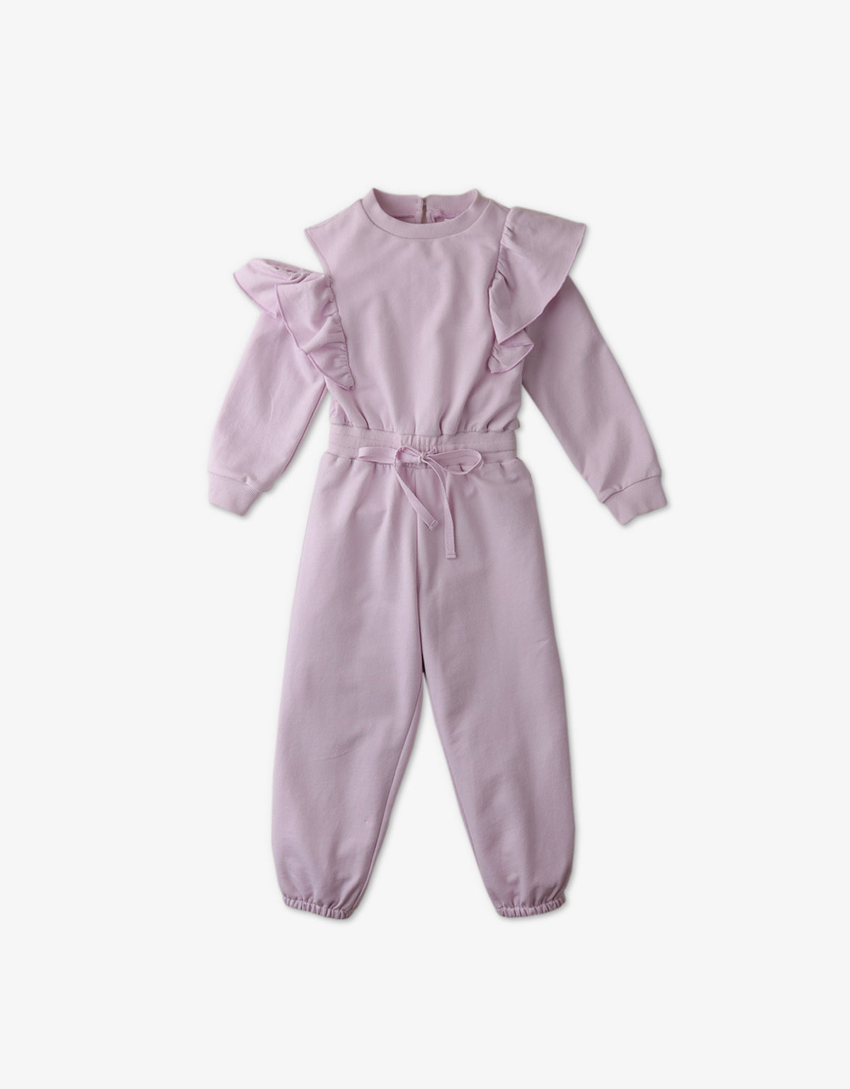 GIRLS RUFFLE CUT-OUT SWEATER JUMPSUIT
