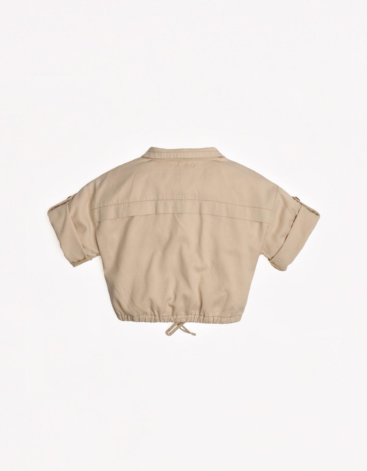 GIRLS CROPPED SHIRT JACKET WITH BISHOP POCKETS ON FRONT - gingersnaps | Shop Kids & Children's clothing online at gingersnaps.com.ph