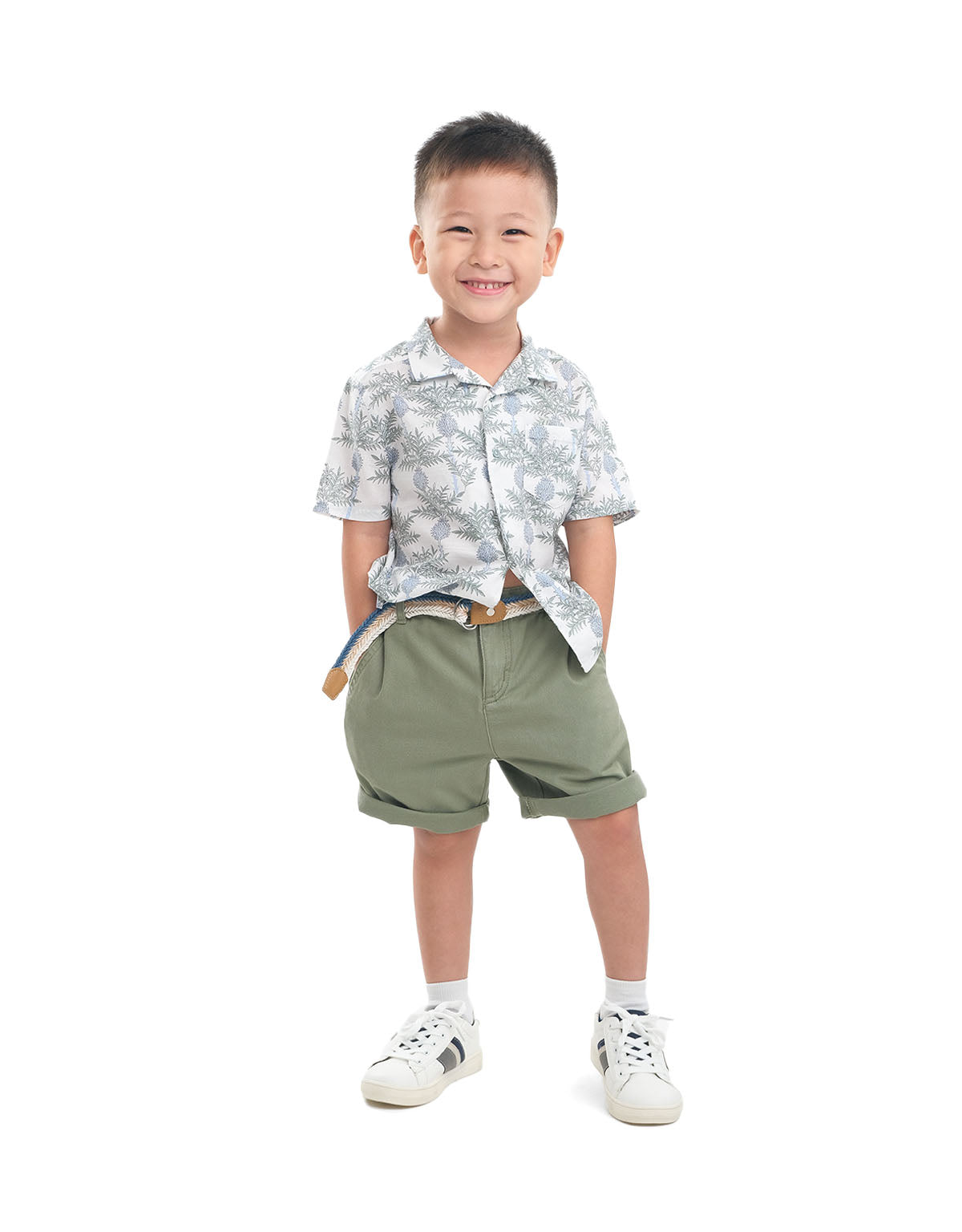 BABY BOYS RAFFIA BELT SHORTS