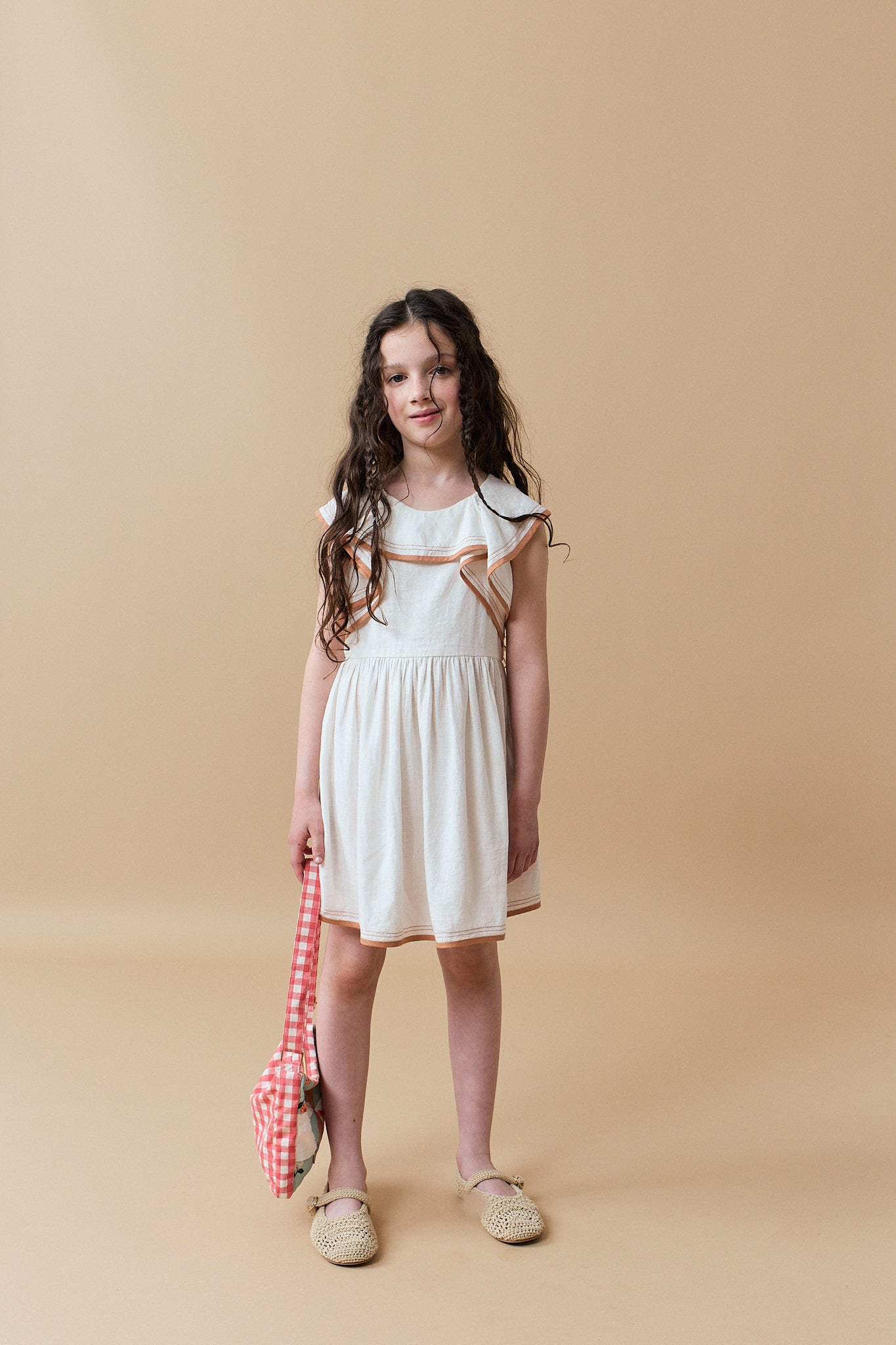 GIRLS FIONA DRESS WITH FLUTTER COLLAR