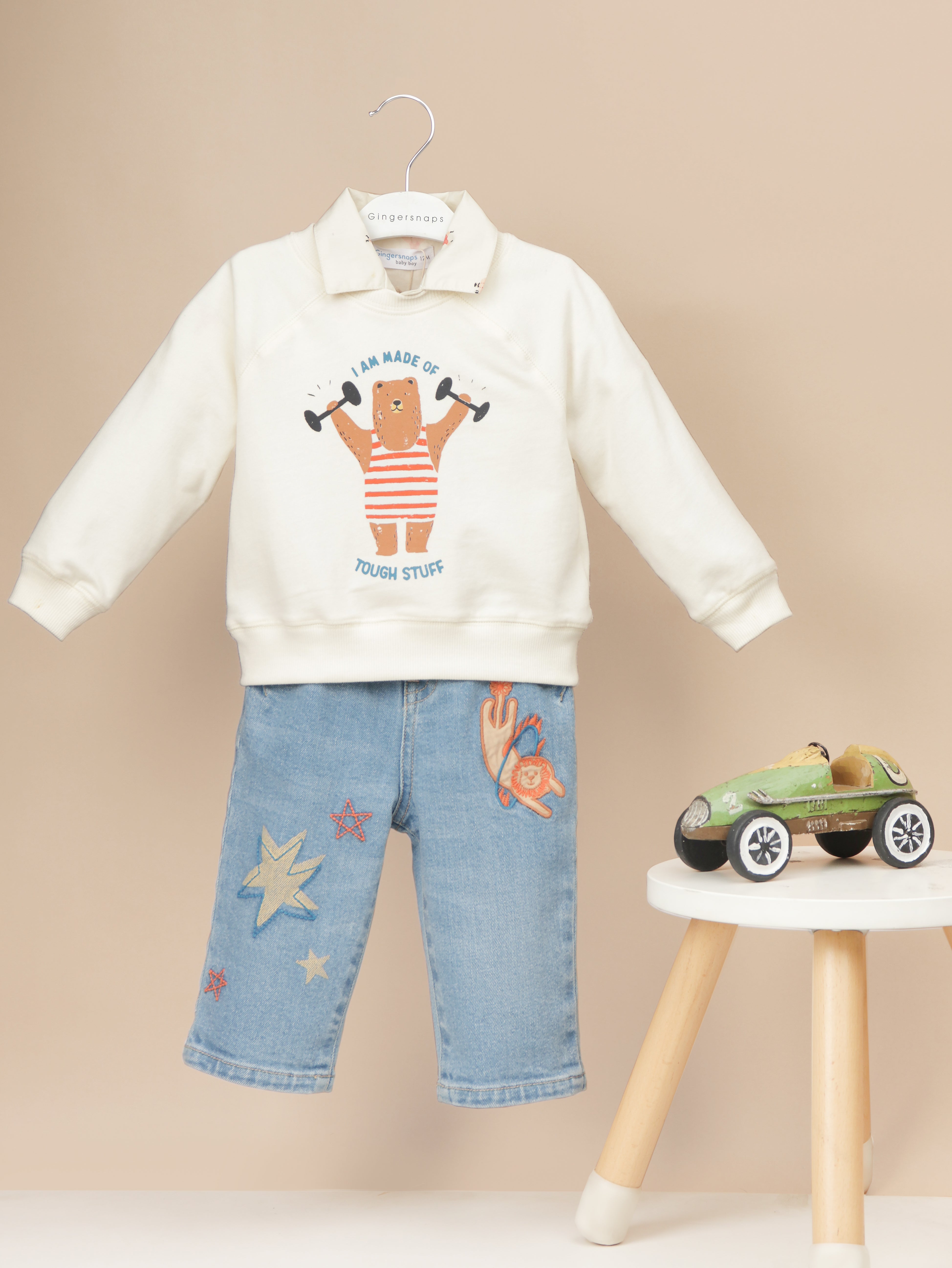 BABY ARCHIE STRAIGHT FIT PANTS WITH CIRCUS LION PRINT