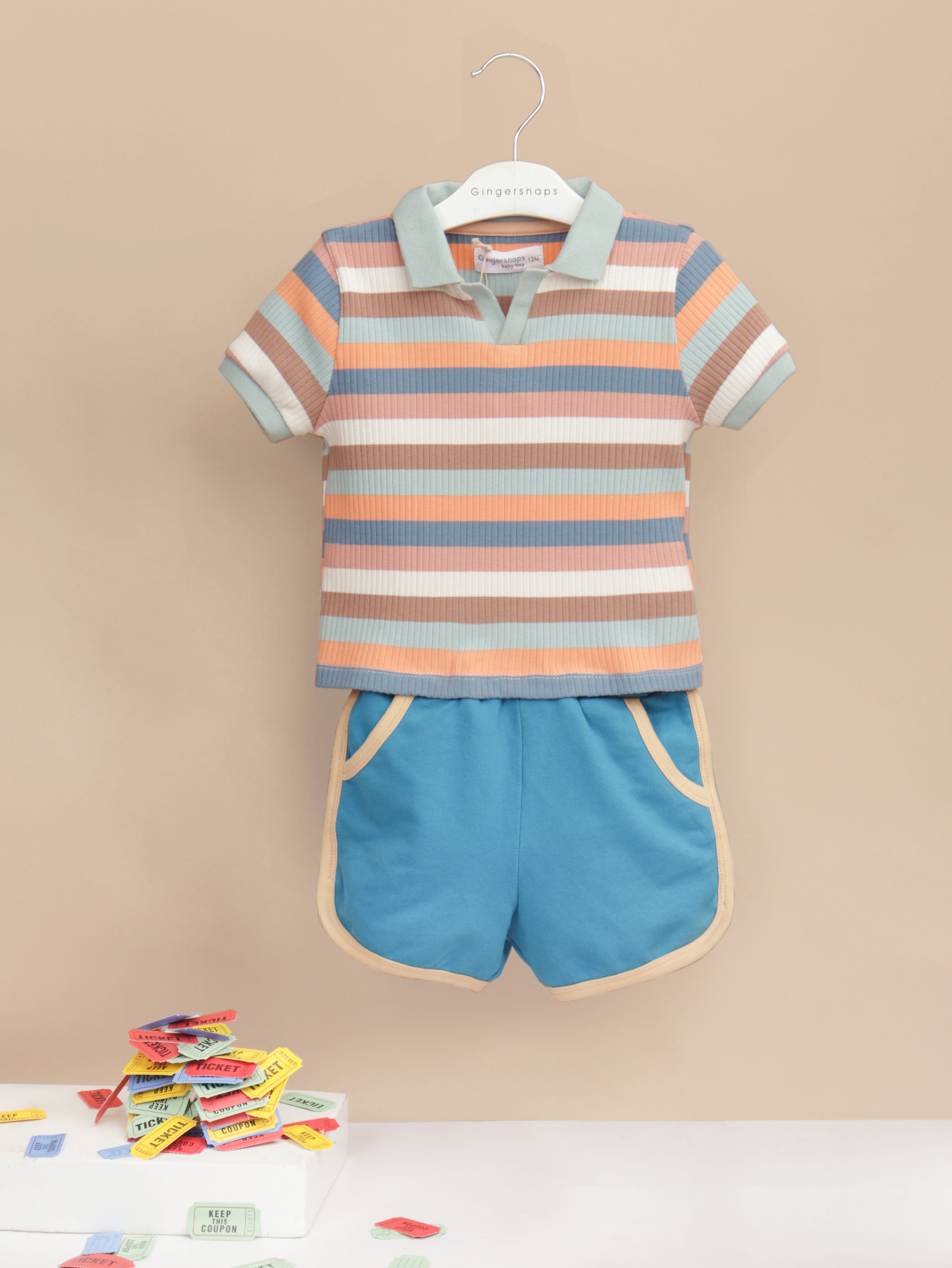 BABY WESLEY JERSEY POLO WITH MULTICOLOR STRIPES