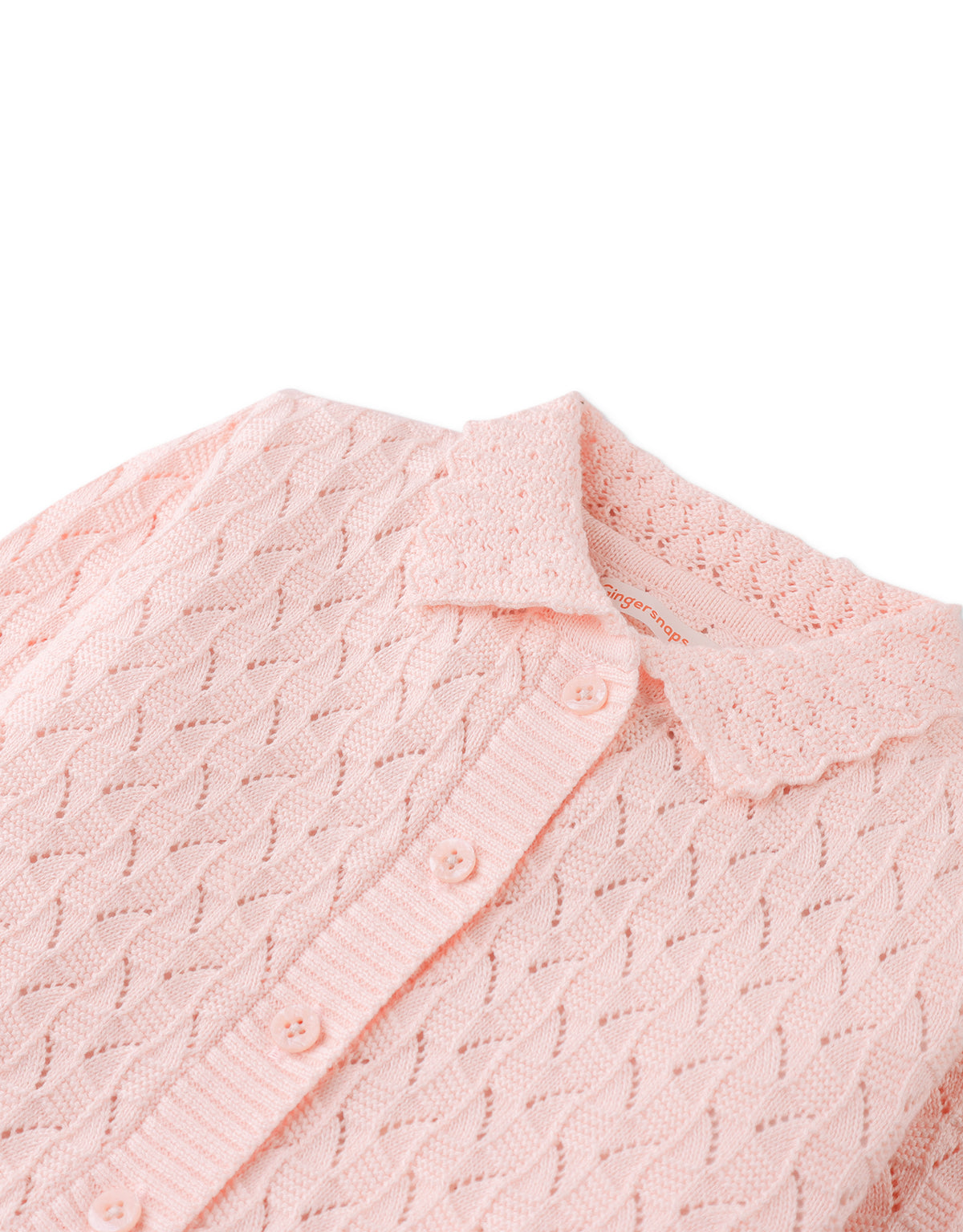 GIRLS DAHLIA BUTTON-DOWN CARDIGAN WITH SCALLOP COLLAR