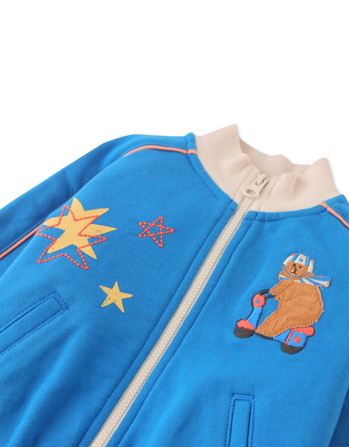 BABY DEAN  ZIP JACKET WITH EMBROIDERED BEAR AND STARS DETAILS