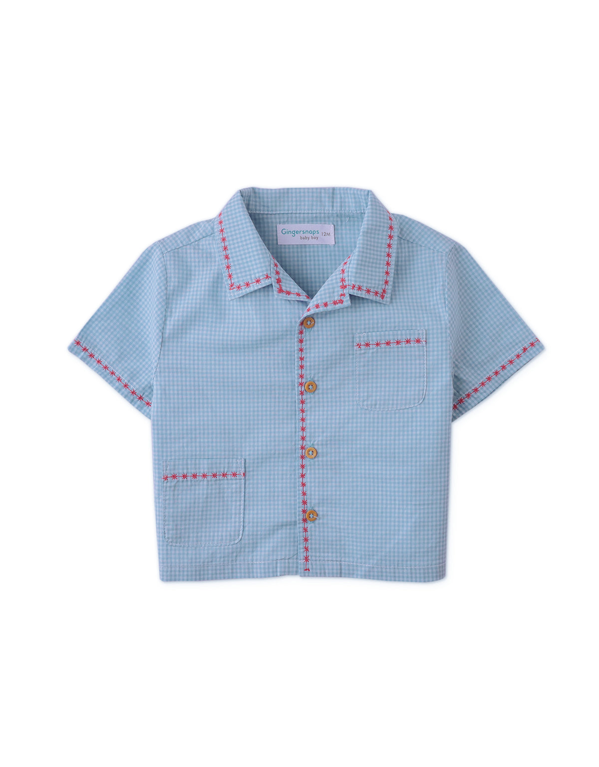 BABY RILEY GINGHAM SHIRT WITH EMBROIDERY DETAIL