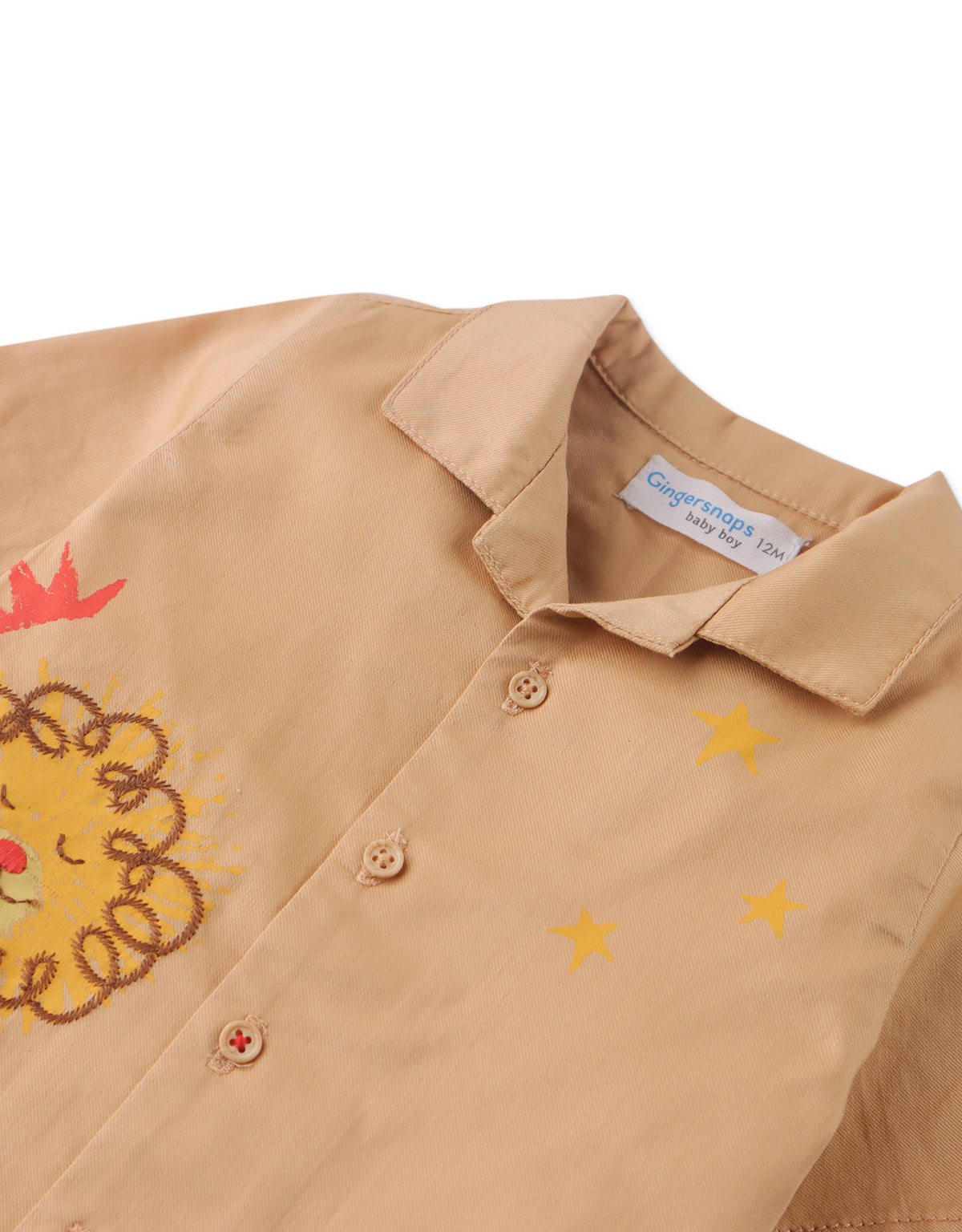 BABY JULIAN SHIRT WITH LION AND STARS PRINT WITH EMROIDERED DETAILS