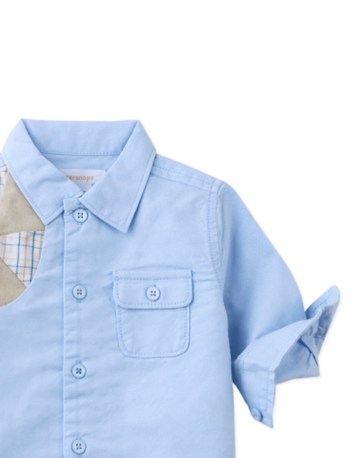 BABY GIDEON LONG SLEEVES SHIRT WITH PATCHWORK