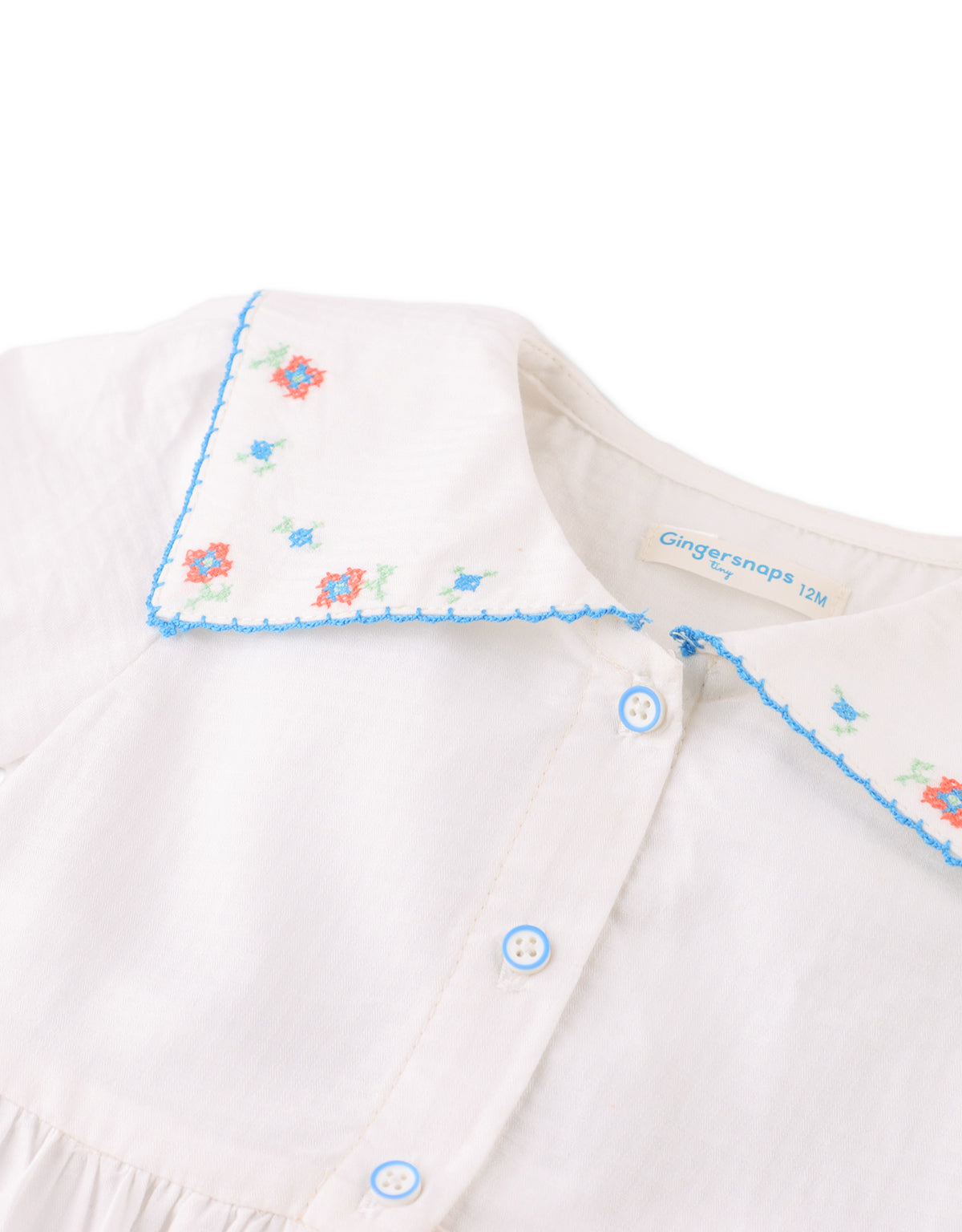 BABY BIANCA DRESS WITH EMBROIDERY ON COLLAR