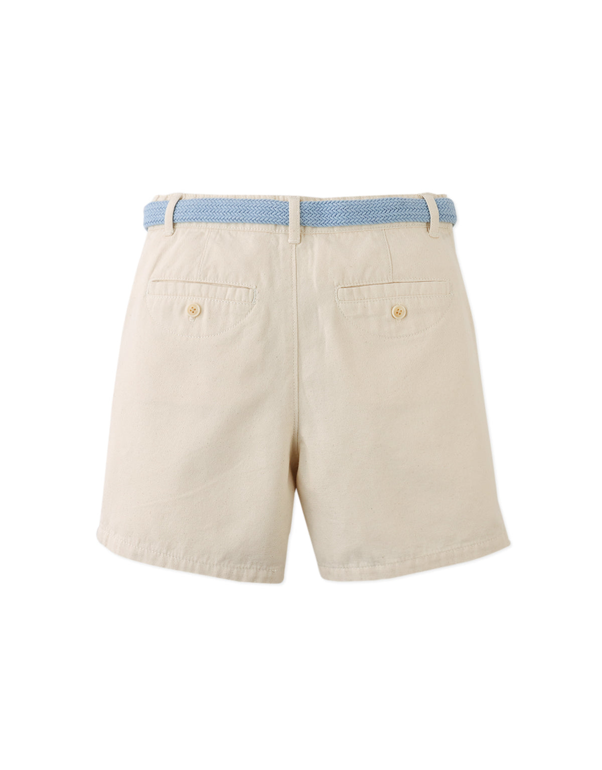 Blaine Regular Fit Canvas Shorts with Braided Cotton Belt fabric and fit detail