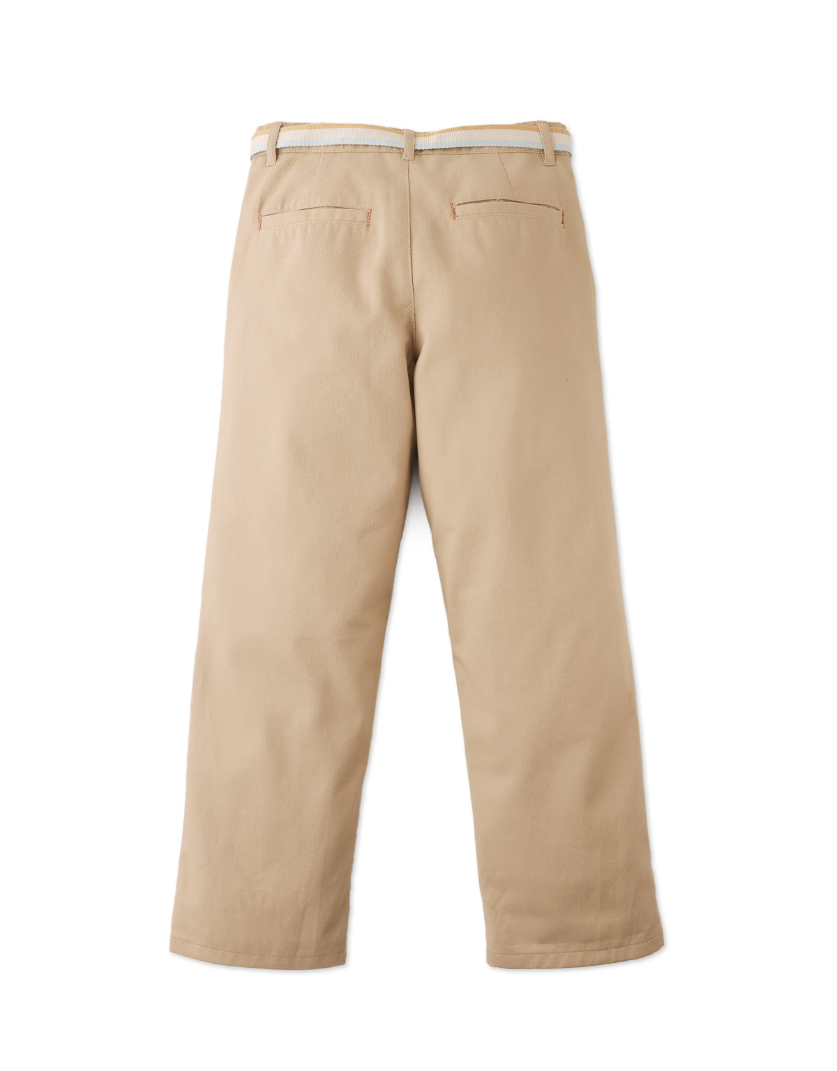 Edward Regular Straight Twill Pants with Striped Canvas Belt fabric and fit detail