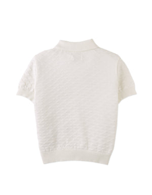 Ludwig Triangle Jacquard Knit Polo with Half-Zip and Ribbed Cuffs outfit styling