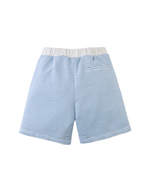 Dreyfus Striped Textured Terry Drawstring Shorts fabric and fit detail