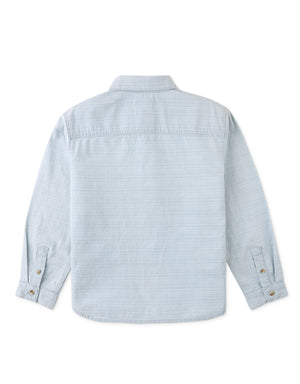 Julius Washed Denim Shirt with Contrast Thread outfit styling