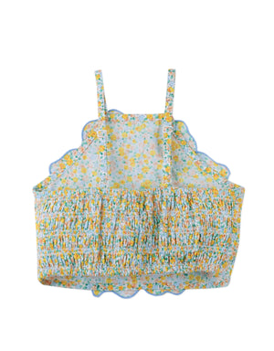 Eloise Halter Top with Large Flower Appliqué & Contrast Stitching outfit styling