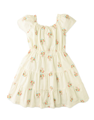 Avery Embroidered Dress with Bubble Sleeves outfit styling