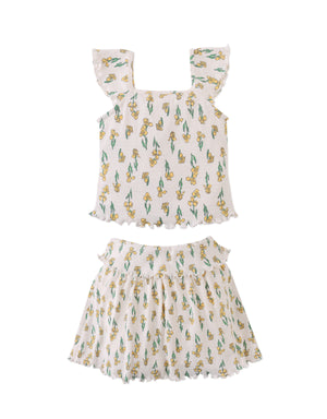 Cassandara Sweetheart Neckline Top and Ribbed Skort Set outfit styling