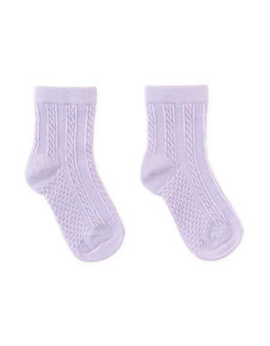 Fine Cable Knit Crew Socks back view